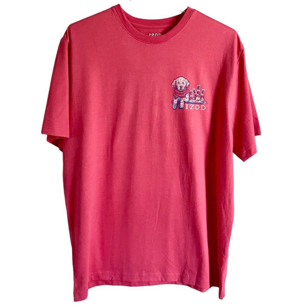 Izod Saltwater Beach Bum Graphic Tee Shirt with Dog Men's Large NEW
